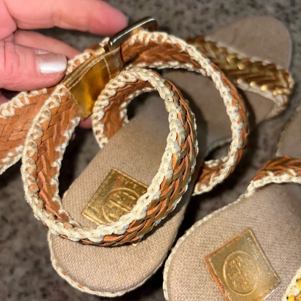Tory Burch Espadrille Wedge Sandals Sz 38 - Picture 10 of 12